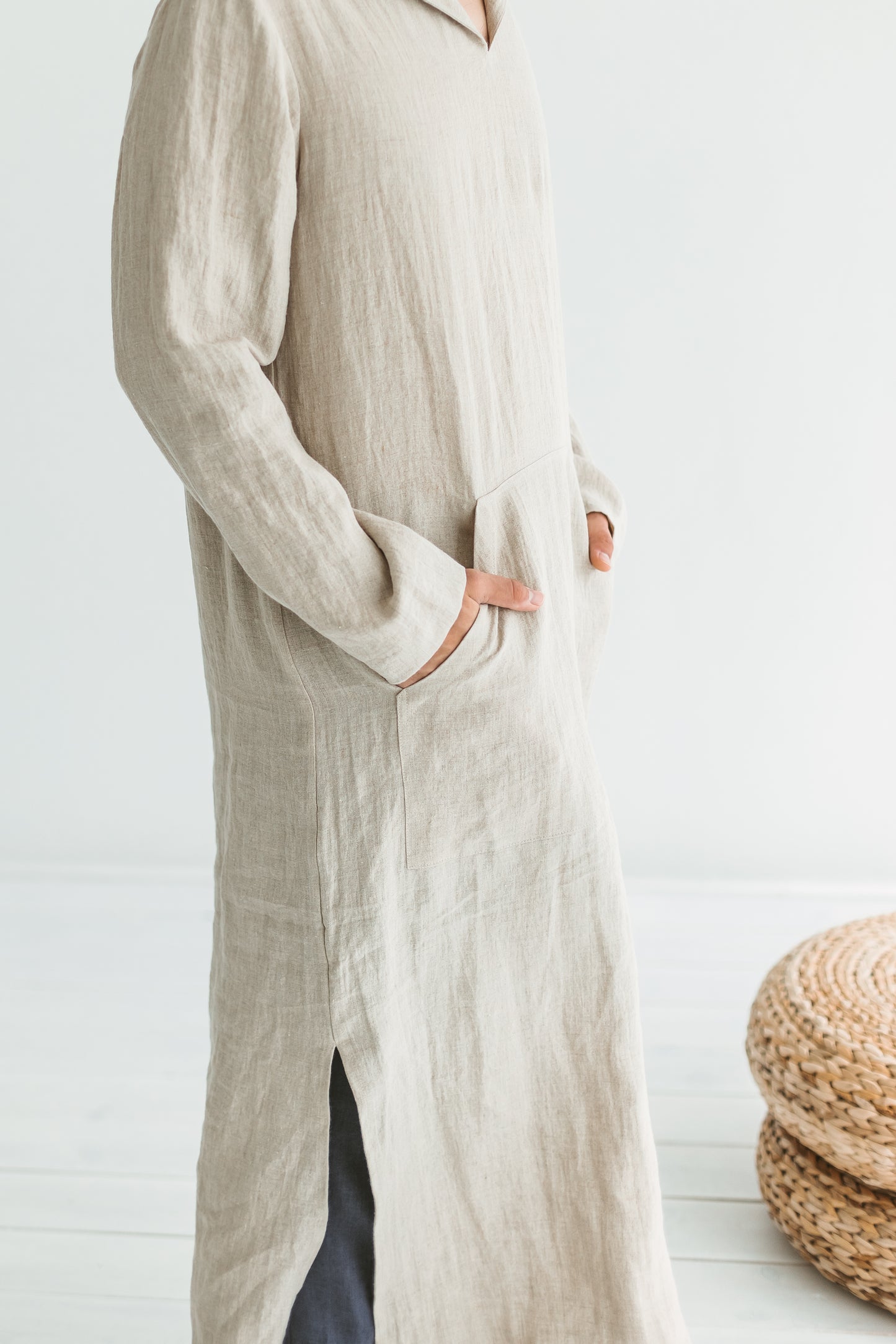 Linen Hood Kaftan for Men