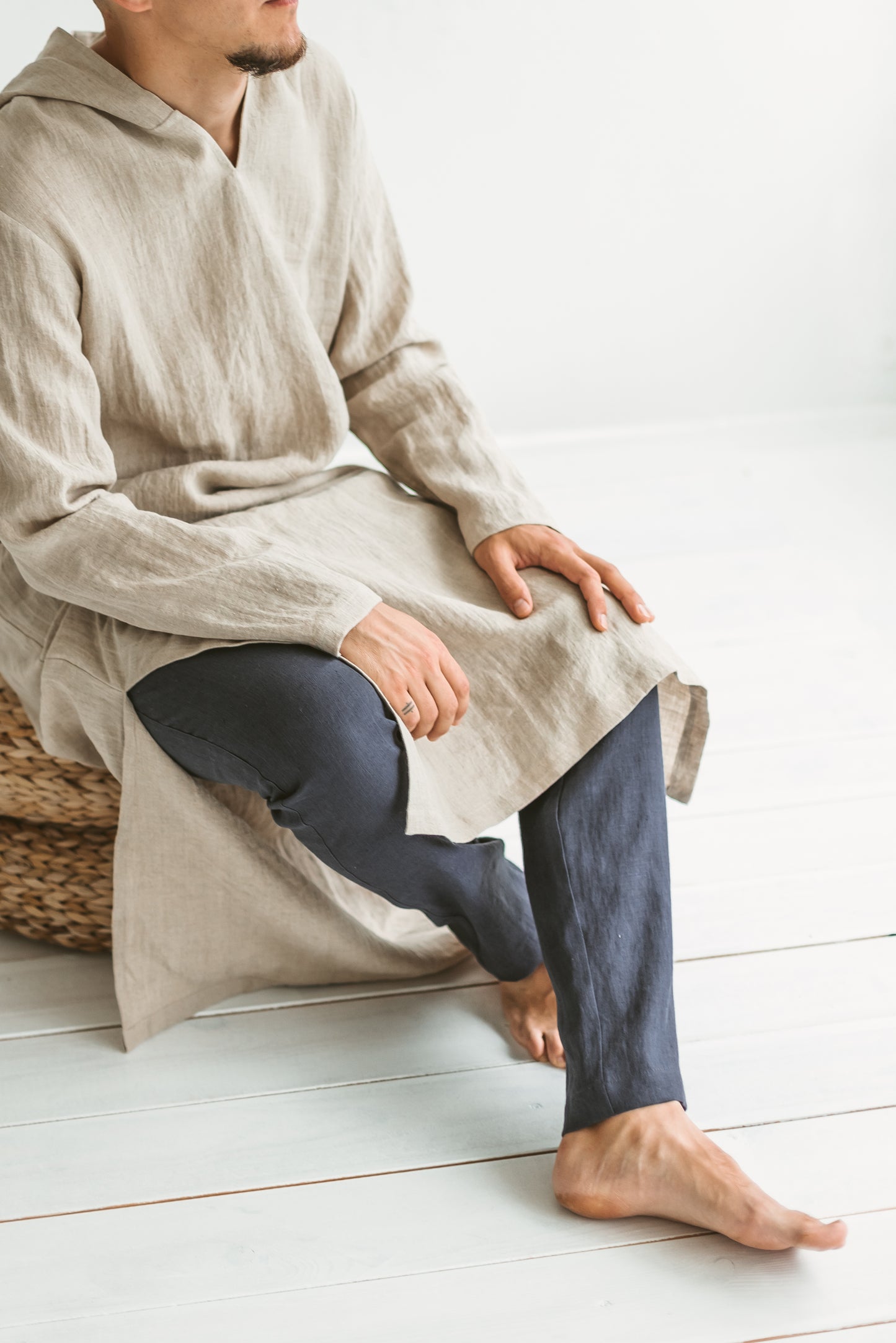 Linen Hood Kaftan for Men
