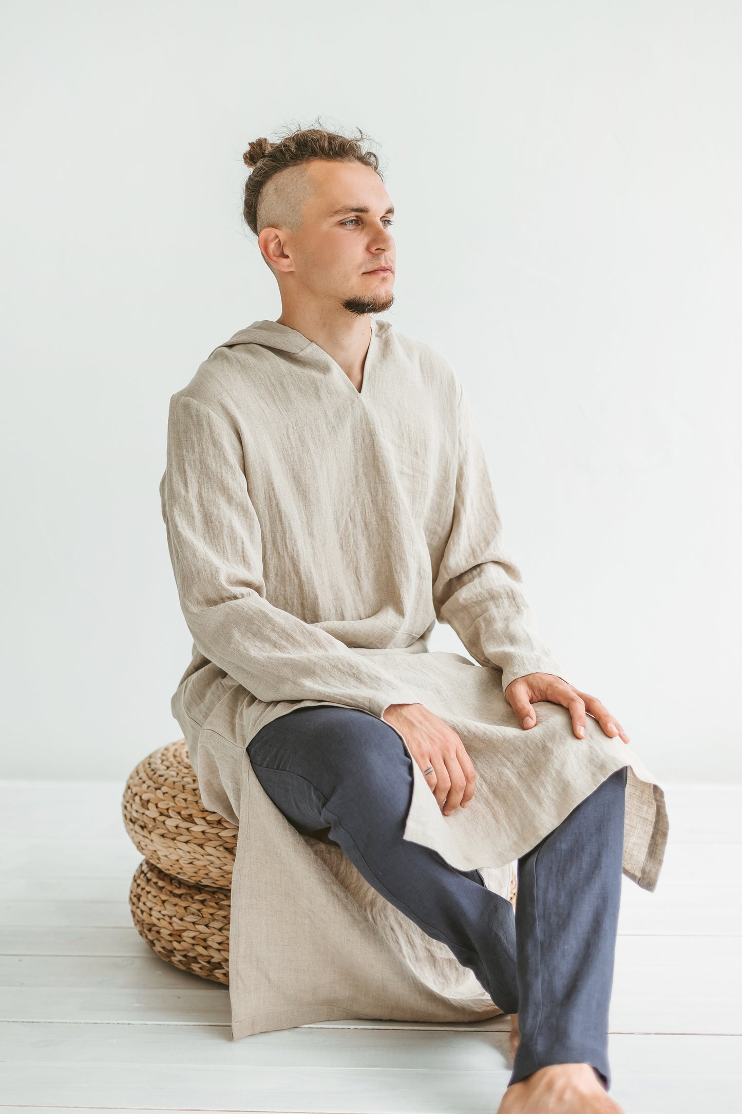 Linen Hood Kaftan for Men