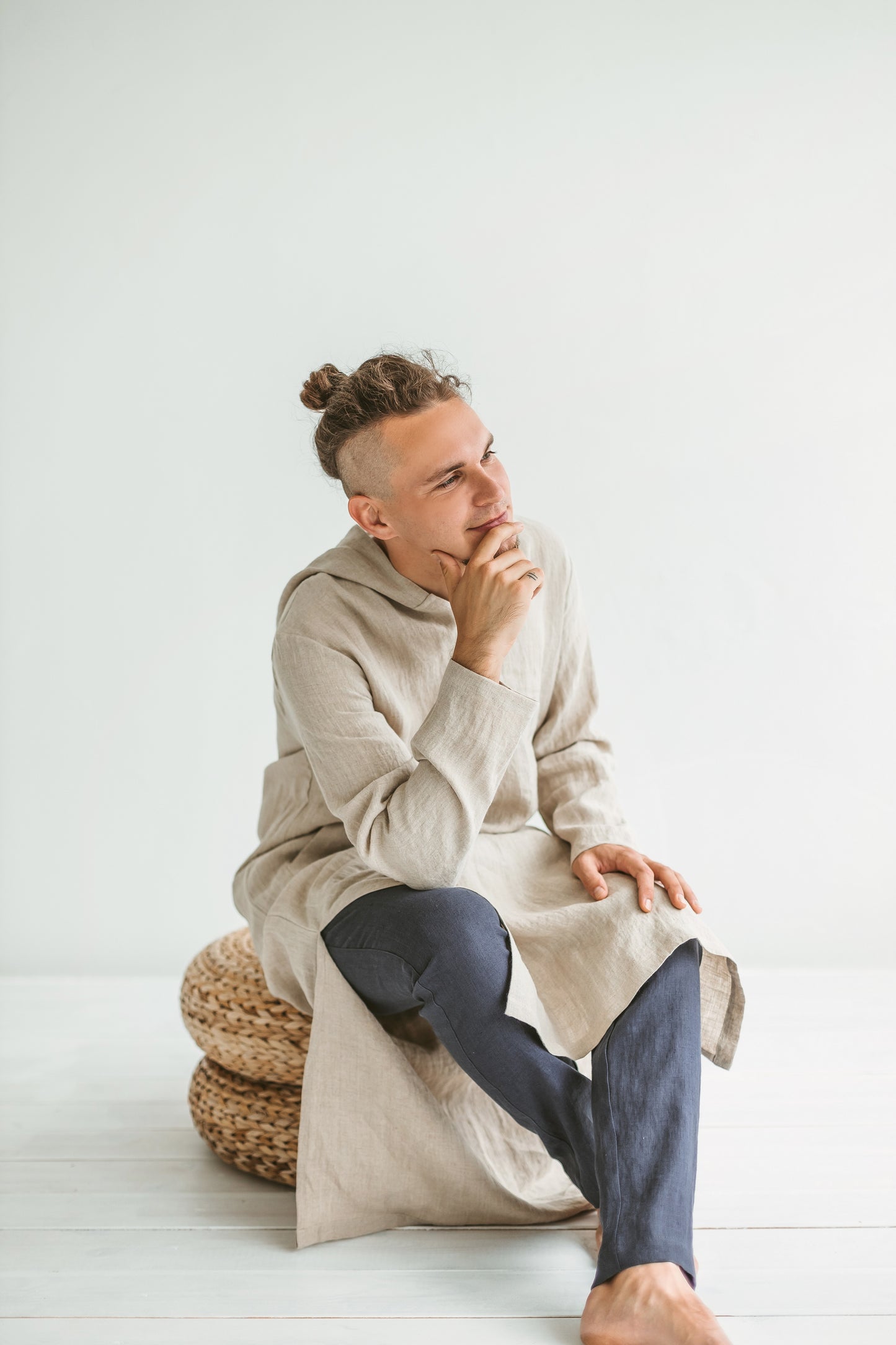 Linen Hood Kaftan for Men