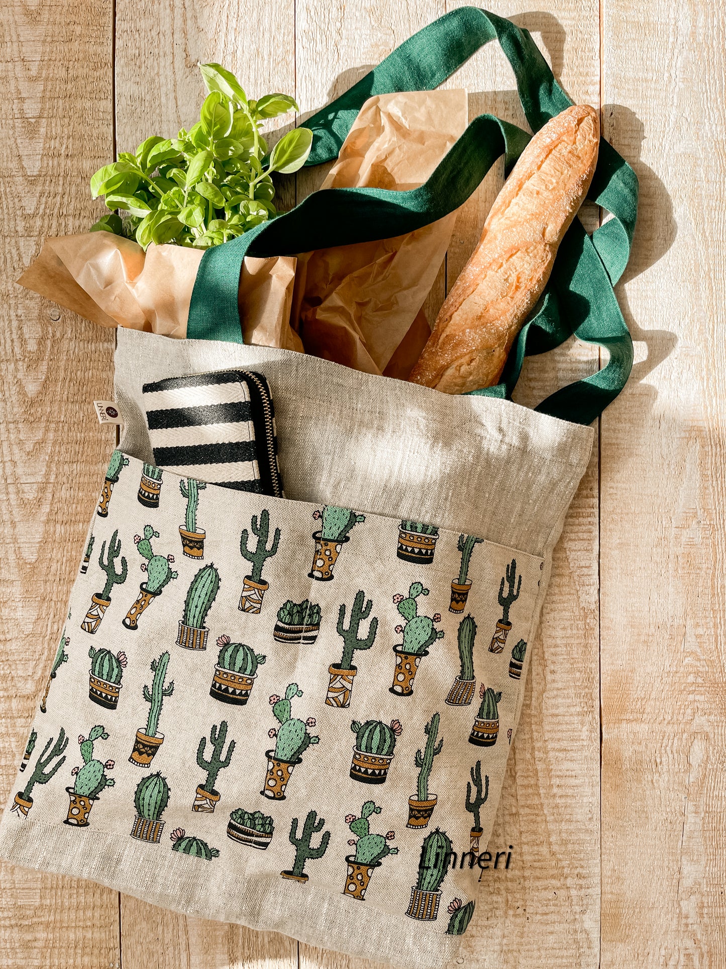 Linen tote bag CACTUSES