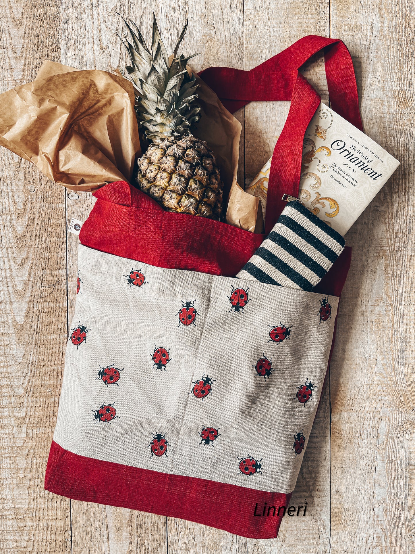 TOTE BAG LINEN RED