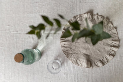 Round linen placemats RUFFLES, SET of 2