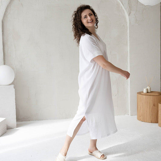 White summer dress, kimono dress
