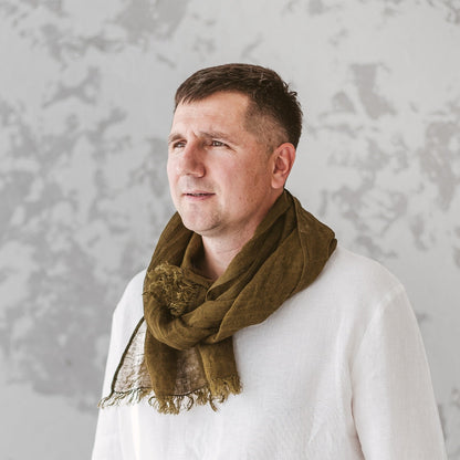 Lightweight linen scarf  OLIVE GREEN