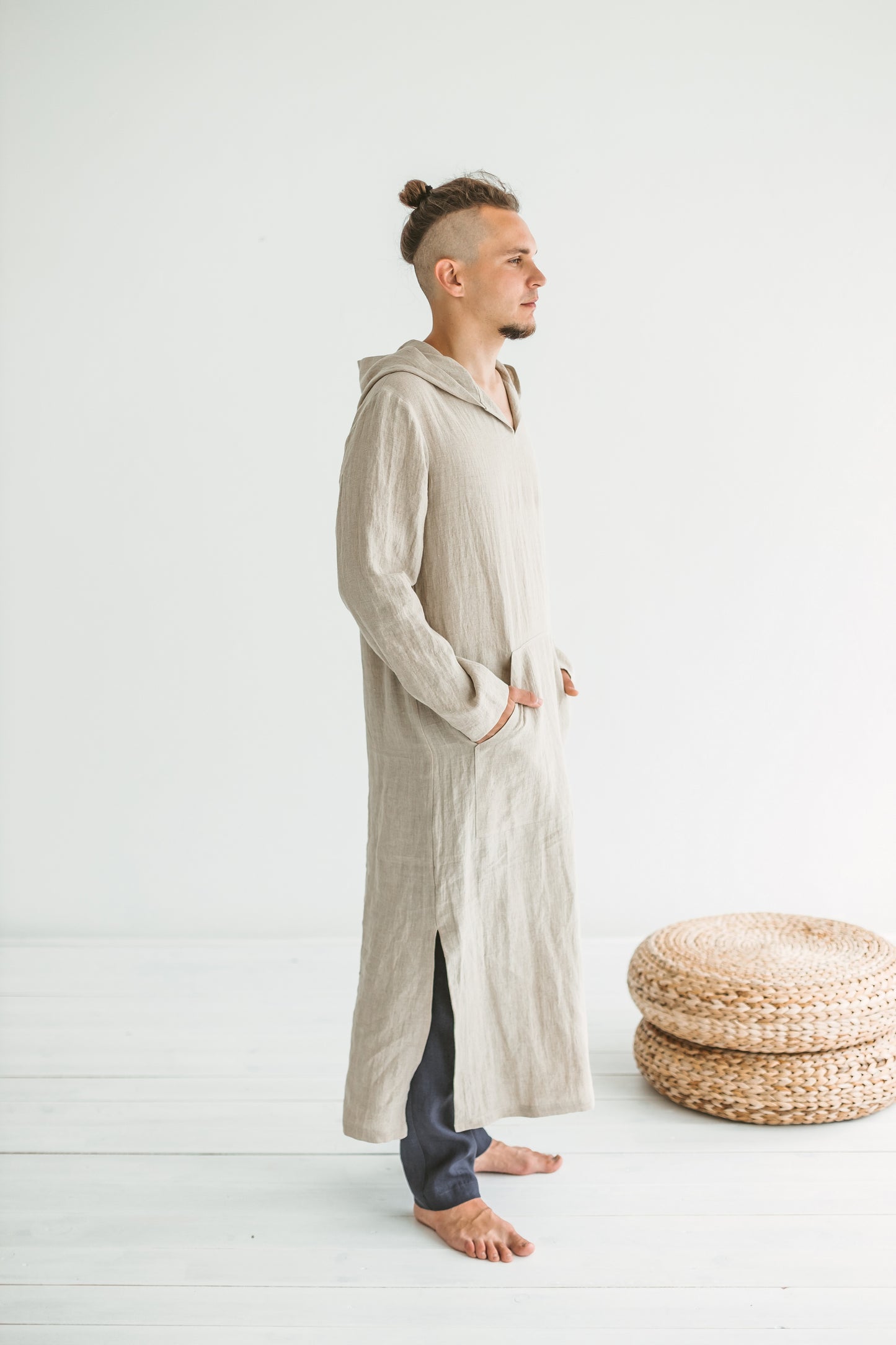Linen Hood Kaftan for Men
