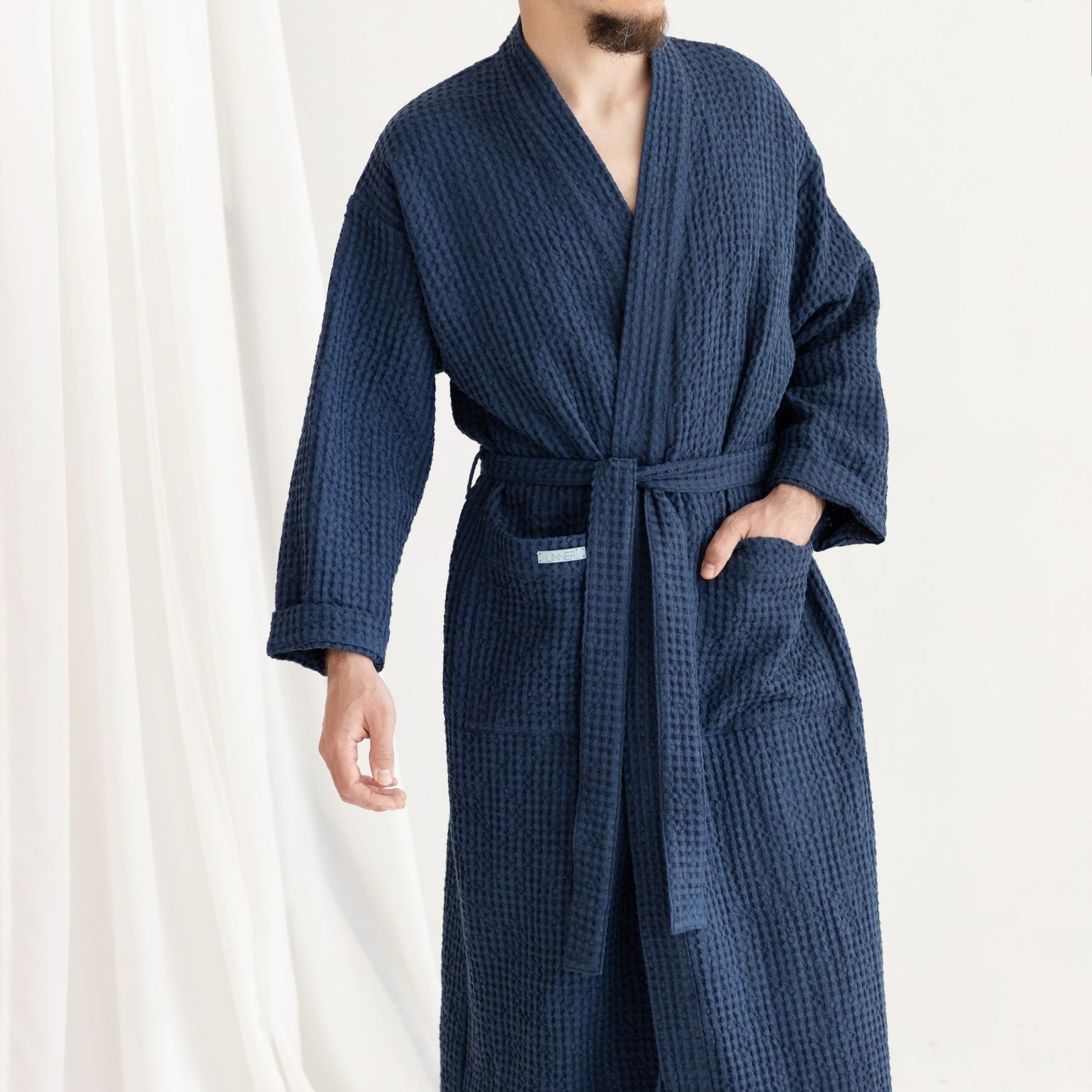 Blue bathrobe for man