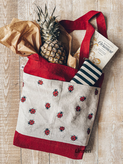 TOTE BAG LINEN RED