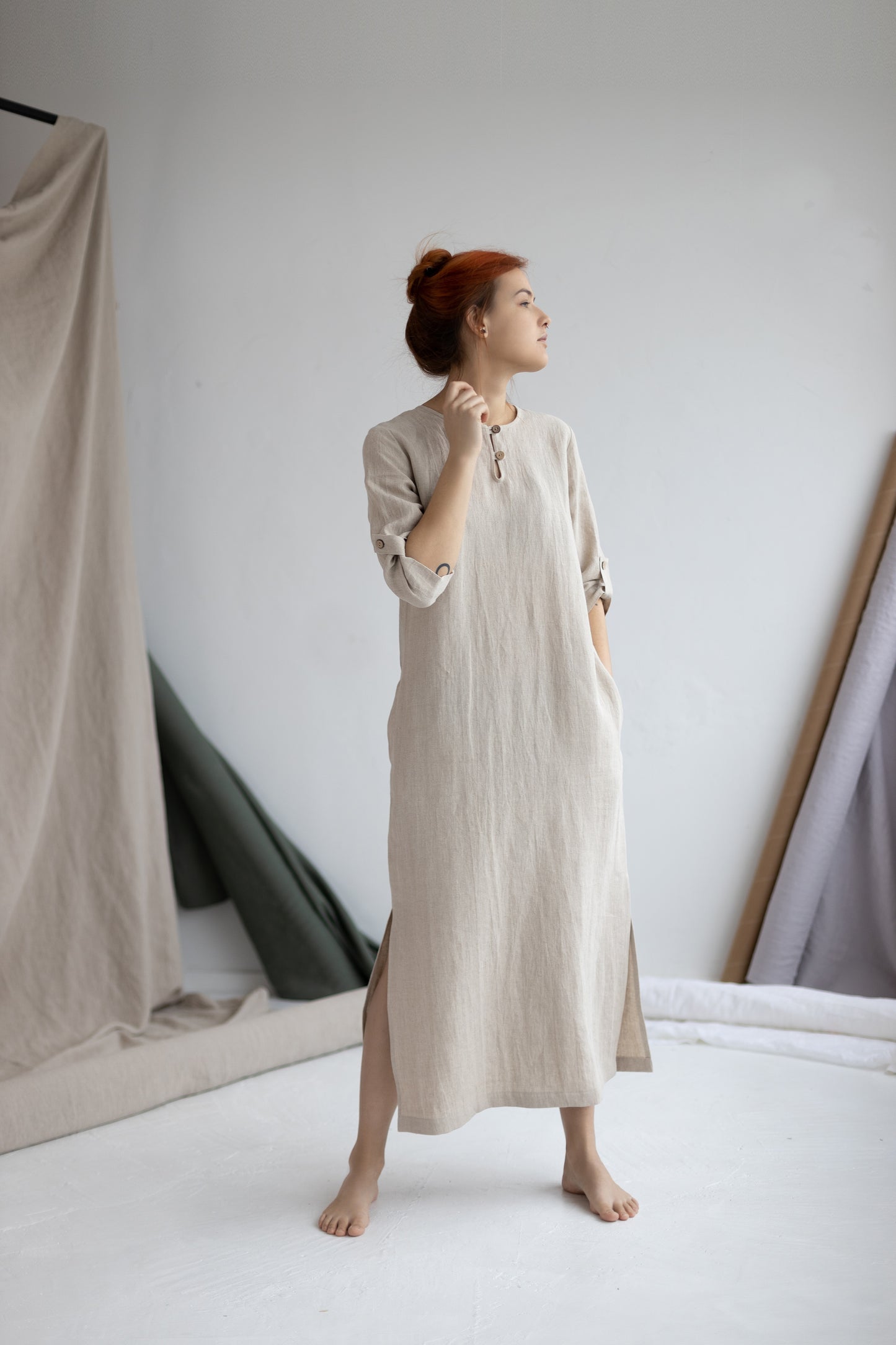Women's maxi linen dress